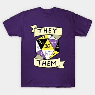 LGBTQIA+ Nonbinary They Them d20 TTRPG Pronoun Dice T-Shirt